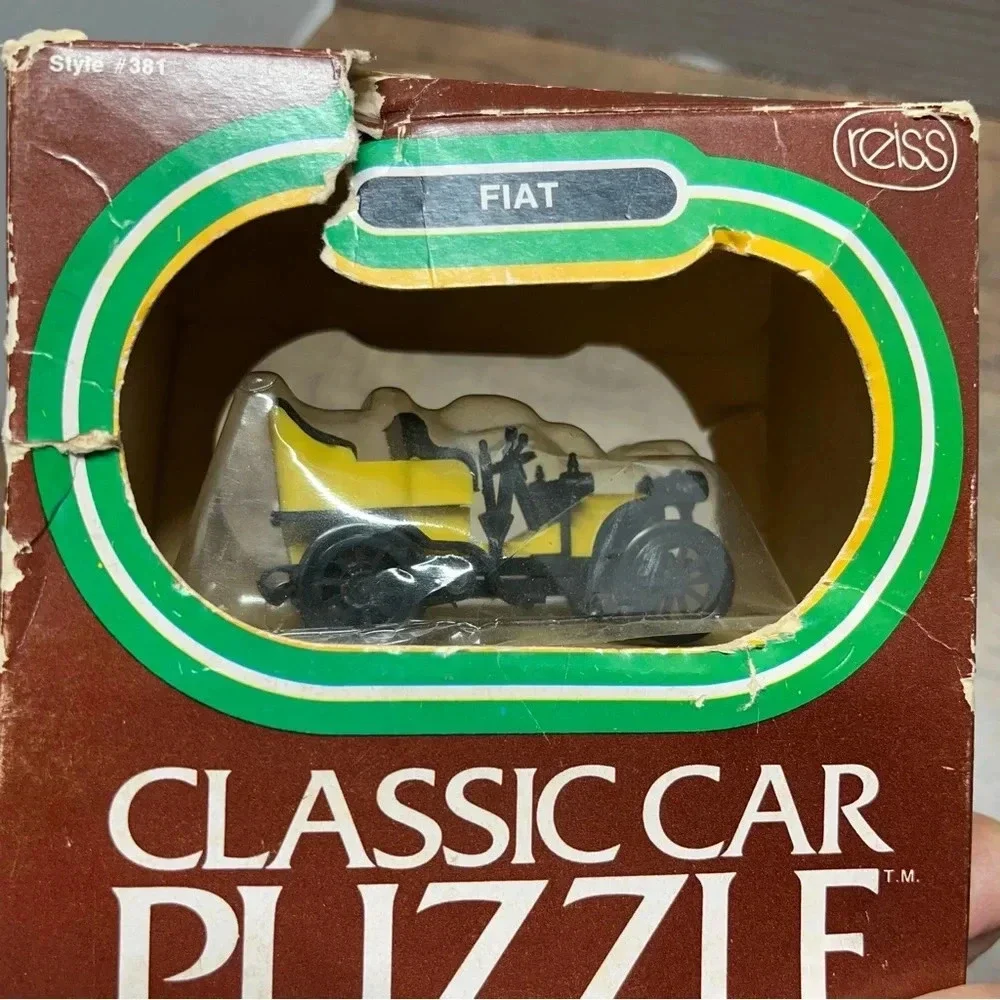 Vintage 1976 Reiss Classic Car Puzzle Yellow Fiat Style #381 New Sealed